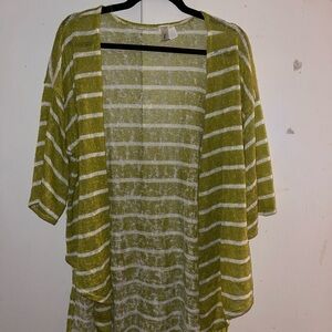 NWOT Striped Green and White Women's Cardigan